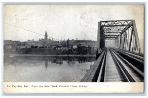 1908 New York Central Lines Bridge La Fayette Indiana Antique Vintage Postcard