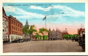 Illinois Evanston Sherman Avenue Looking North 1929