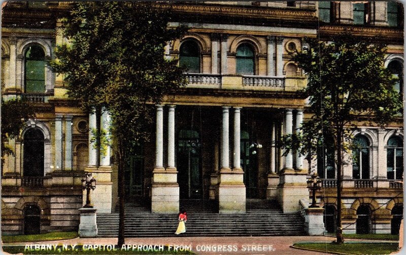 Albany New York NY Capitol Approach Congress Street Antique Postcard DB 