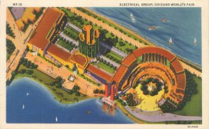 Chicago World's Fair Electrical Group Aerial View Linen Postcard