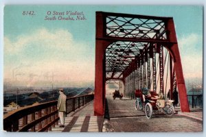 Omaha Nebraska Postcard Street Viaduct Exterior View Road c1910 Vintage Antique