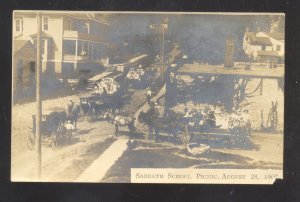 RPPC WALNUT GROVE MISSOURI SABBATH SCHOOL PICNIC 1907 REAL PHOTO POSTCARD