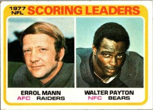 1978 Topps Football Card '77 Scoring Leaders Walter Payton Errol Mann sk...