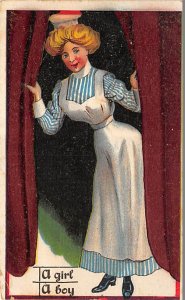 A Girl, A Boy Nurse Unused stains on card