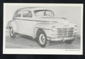 1949 PLYMOUTH 2 DOOR VINTAGE CAR DEALER ADVERTISING POSTCARD MOPAR