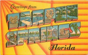 Hartman Large Letters Multi View 1940s Tarpon Springs Florida Postcard 20-1499