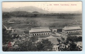 VIETNAM ~ Birdseye View TONKIN-Tuyen-Quang-Casernes Buildings c1910s Postcard