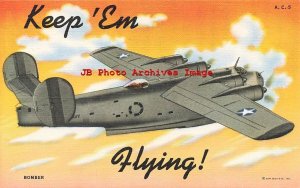 Large Letter Linen, Keep 'Em Flying,  US Air Corps Series A.C.5, Bomber