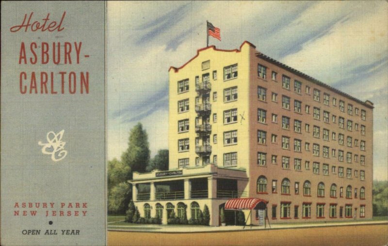 Asbury Park NJ Hotel Asbury Carlton Linen Postcard 