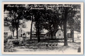 Birmingham IA Postcard RPPC Photo Dining Hall & Dorms Free Methodist Camp Ground