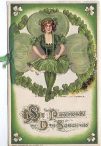 ST PATRICKS DAY   PRETTY LADY  1912 WINSCH postcard