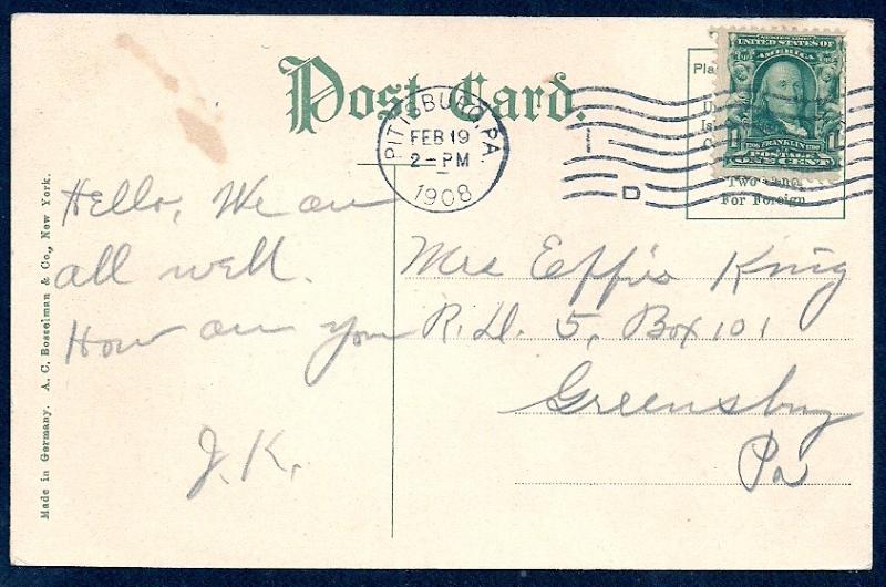 Duquesne Inclined Plane Pittsburgh Pennsylvania used c1908