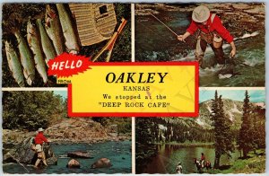 c1970s Oakley, KS Greetings Card from Deep Rock Café Fly Fishing Multi View A198