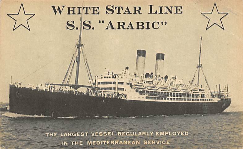SS Arabic White Star Line Unused 