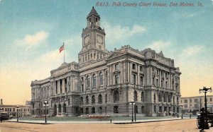 DES MOINES, IA Iowa  POLK COUNTY COURT HOUSE  Courthouse  c1910's Postcard