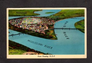 MO View of  Cairo Missouri Ohio River Bridges City Vintage Postcard US