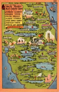 Florida Map Of Colorful Attractions