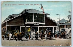 Fire Engine Station Department Panama Canal Postcard