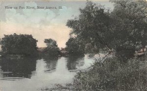 View on Fox River, Near Aurora, Illinois 1911 Hand-Colored Vintage Postcard