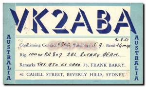 Postcard Old Telegraphie VK2AABA Cahill Street Beverly Hills Sydney Australia