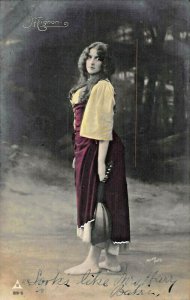 BEAUTIFUL YOUNG GIRL-LONG HAIR-STYLISH DRESS-MAX ETTLINGER PHOTO 1907 POSTCARD