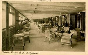 Cunard Line - RMS Aquitania. Garden Lounge