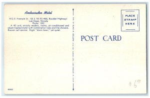 c1940 Ambassador motel Fremont St. Boulder Highway Las Vegas Nevada NV Postcard