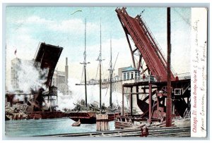 1906 Bascule Bridge Taylor St. Chicago Illinois IL Posted Steamship Postcard 