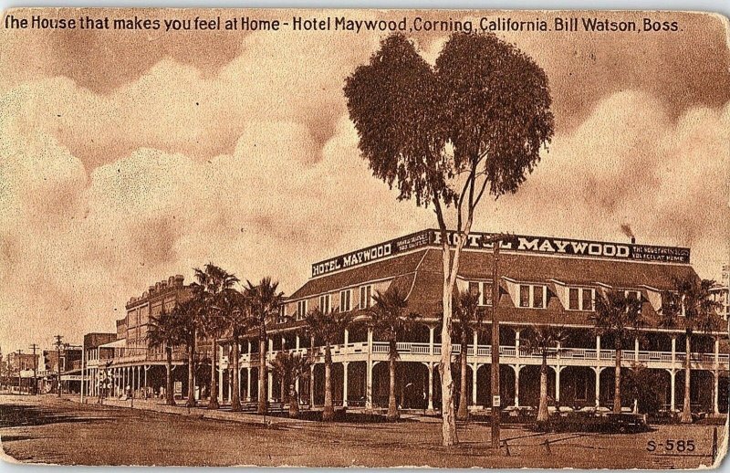 C.1910 Hotel Maywood, Corning, California Postcard P122