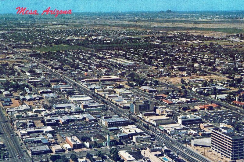 Vintage Continental Size Postcard Aerial View of 1960s Mesa Arizona ...