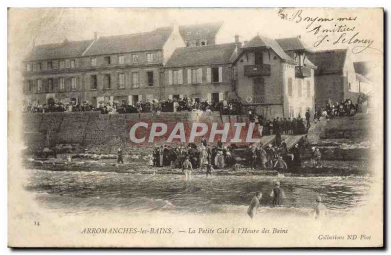 Old Postcard Arromanches Les Bains Little Cale At & # 39Heure Des Bains