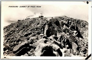 RPPC Panorama, Summit of Pikes Peak Colorado Springs Vtg Postcard K33