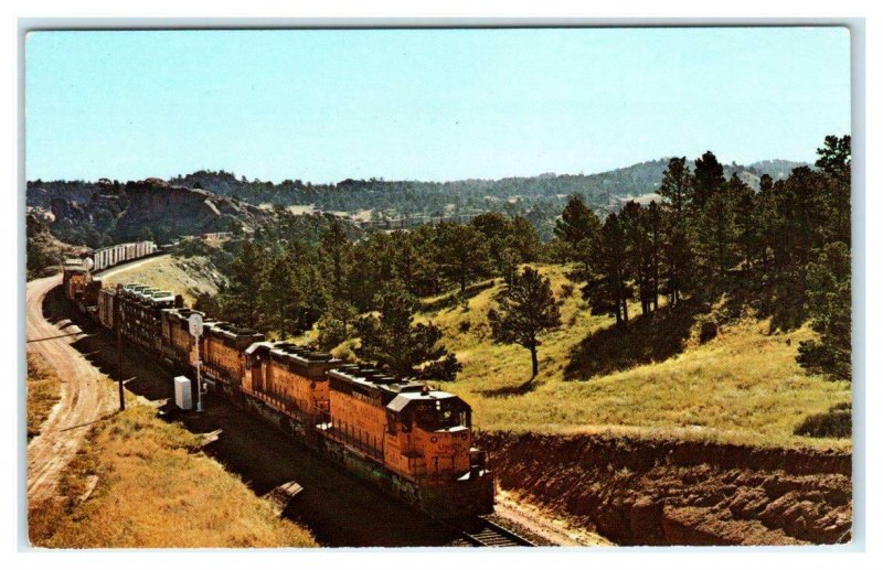 PERKINS, WY Wyoming ~ Union Pacific RAILROAD TRAIN c1960s Albany County Postcard