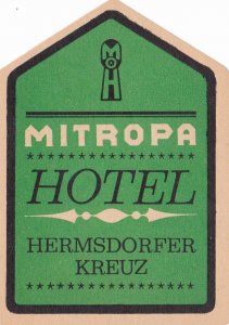 Germany Hermsdorfer Kreuz Mitropa Hotel Vintage Luggage Label sk3786