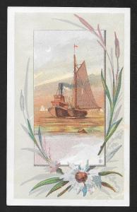 VICTORIAN TRADE CARDS (4 diff) Stock Cards Water View & Boat Edged with Flowers