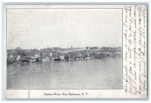 1918 Scenic View Hudson River New Baltimore New York NY Vintage Antique Postcard