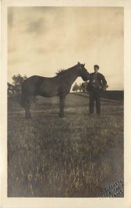 c1910 Real Photo Postcard Young Man w Horse, Photographer J.L.Johnson Seattle WA