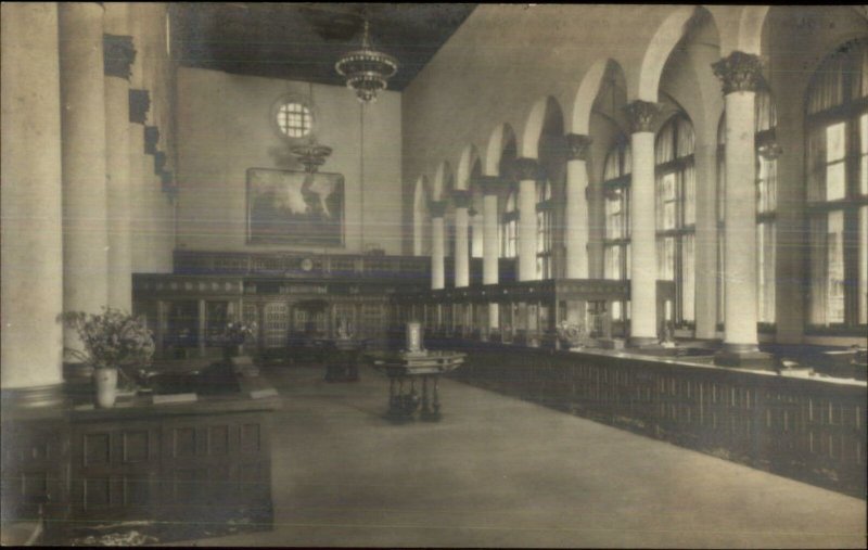 Santa Barbara CA County National Bank Interior c1920s Real Photo Postcard