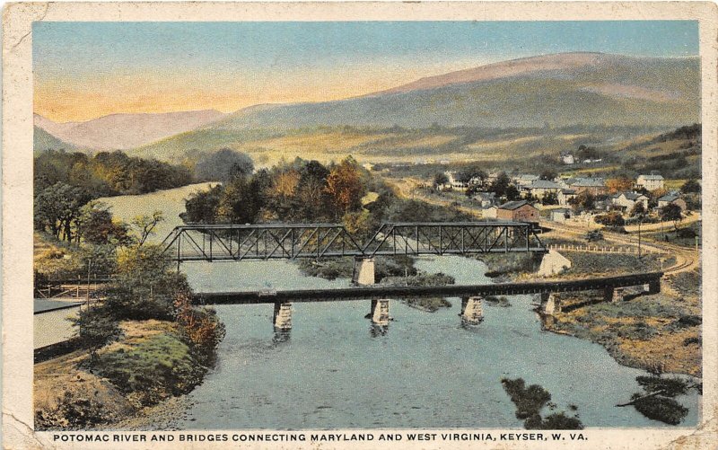 F97/ Keyser West Virginia Postcard 1917 Potomoc River Bridges