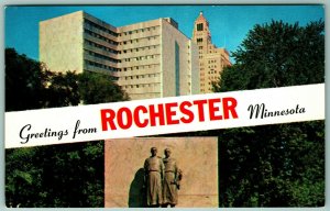 Dual View Banner Greetings From Rochester Minnesota MN UNP Chrome Postcard G5