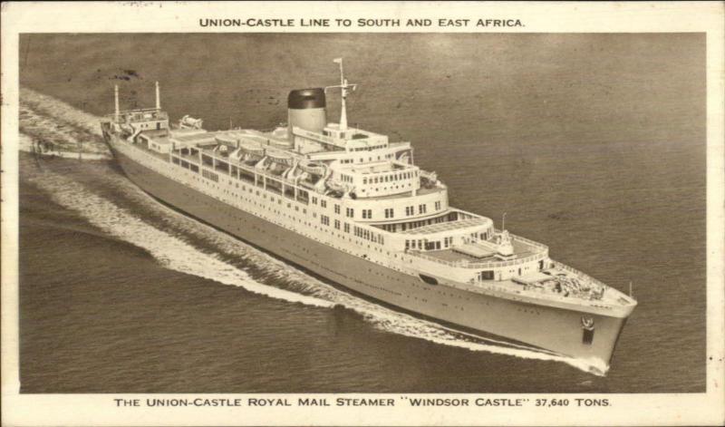 Union Castle Royal Mail Steamer Ship Windsor Castle Used Postcard Cover