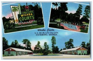 1957 Wicaba Courts Restaurant Multiple View Statesboro Georgia GA Postcard