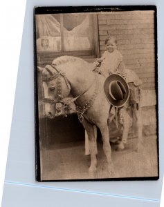 J94/ Interesting Non-Postcard African American Black Americana Pony Photo  225