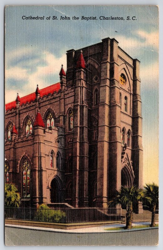 Vintage Postcard 1945 Cathedral Church of St. John the Baptist Charleston S.C.