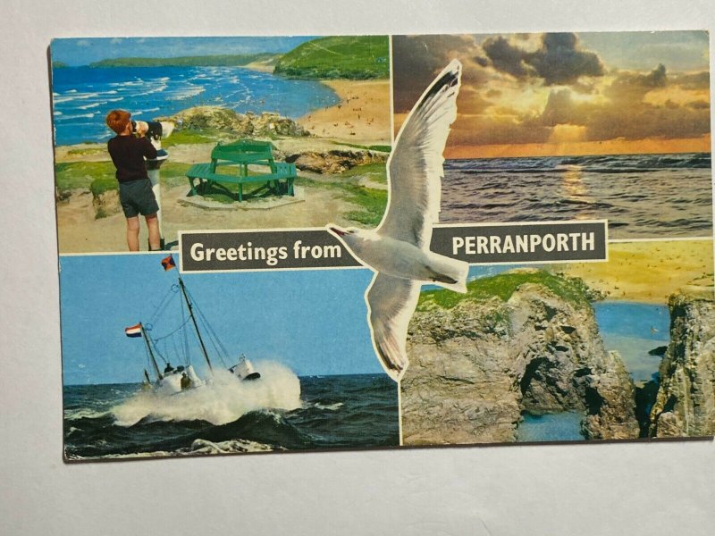 POSTED   VINTAGE MULTI VIEW POSTCARD -  PERRANPORTH    (KK1686)