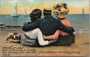 Love And Romance Waiting At The Beach Two Ladies Vintage Postcard C282