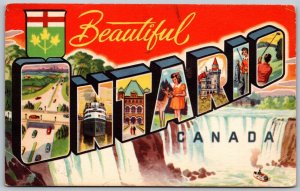 Postcard c1974 Large Letter Beautiful Ontario Canada Multi Views Crest