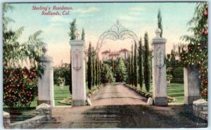 REDLANDS, California CA   Driveway Entrance STERLING'S RESIDENCE c1910s Postcard
