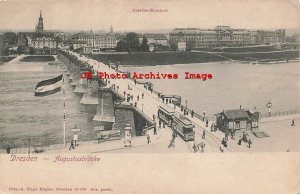 Germany, Dresden, Augustusbrucke, Trolley