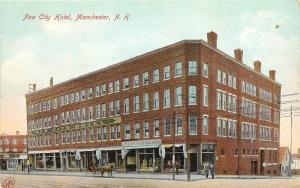 c1907 Postcard; New City Hotel & Exchange Co. Store, Manchester NH Hillsborough
